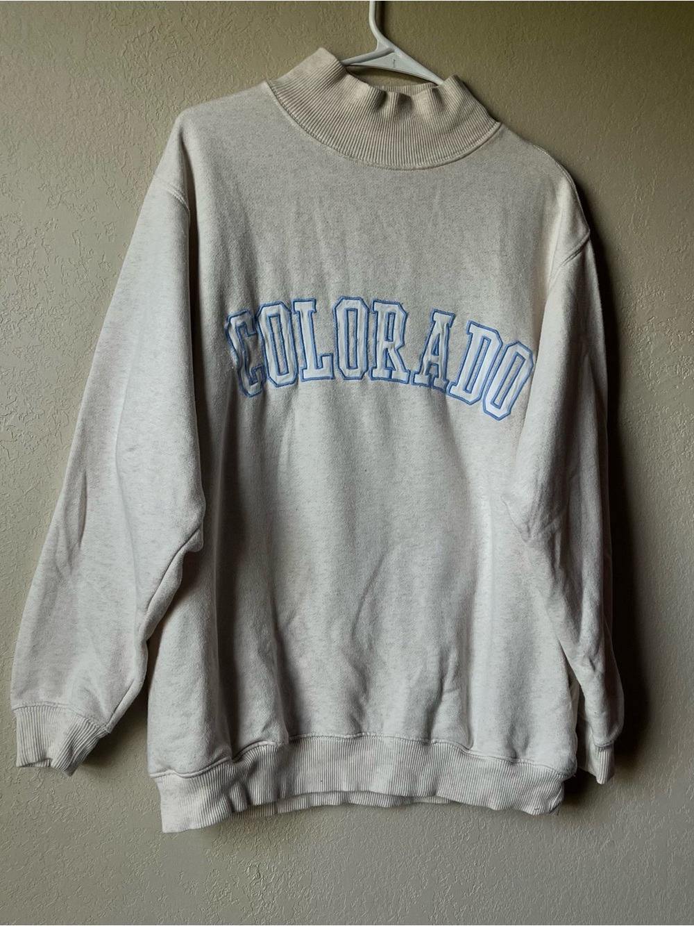 Aerie embroidered Colorado Mockneck Sweatshirt - Light Cream